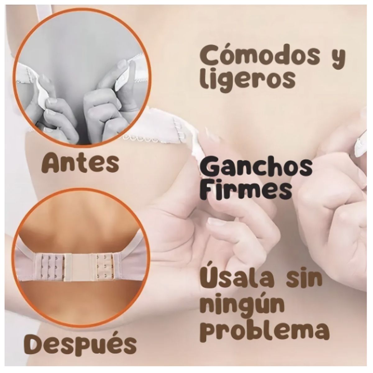 GENERICO - Pack De 3 Extensiones Bra Brasier Mujer Extensores 2 Ganchos