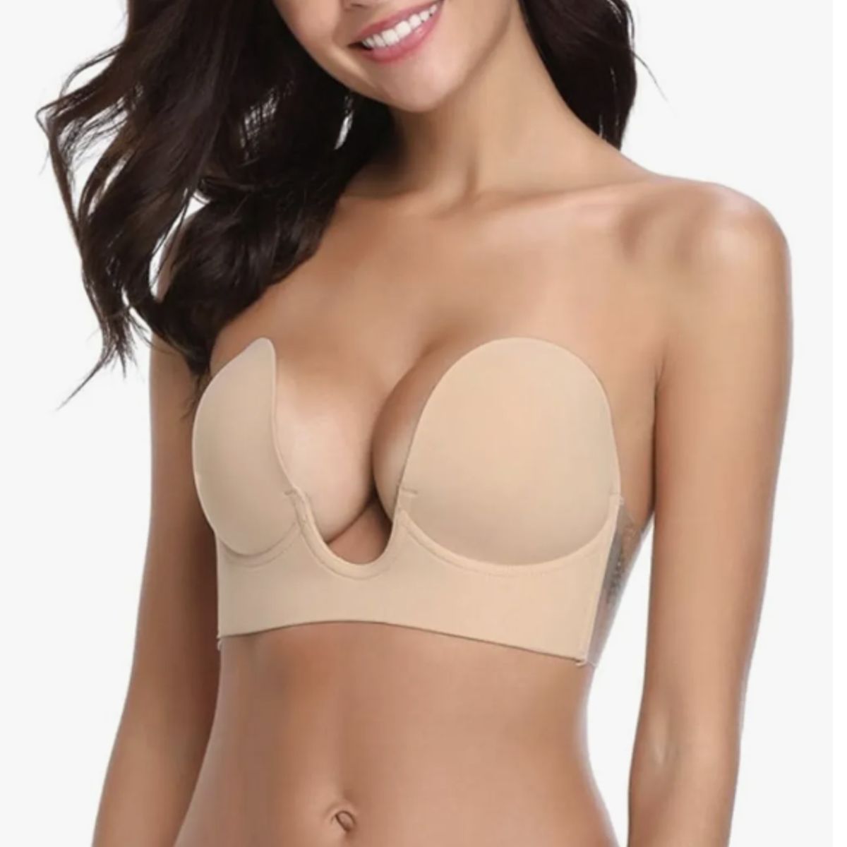 GENERICO - Sujetador Sin Tirante De Relleno Graduado Y Escote Frontal Copa AB