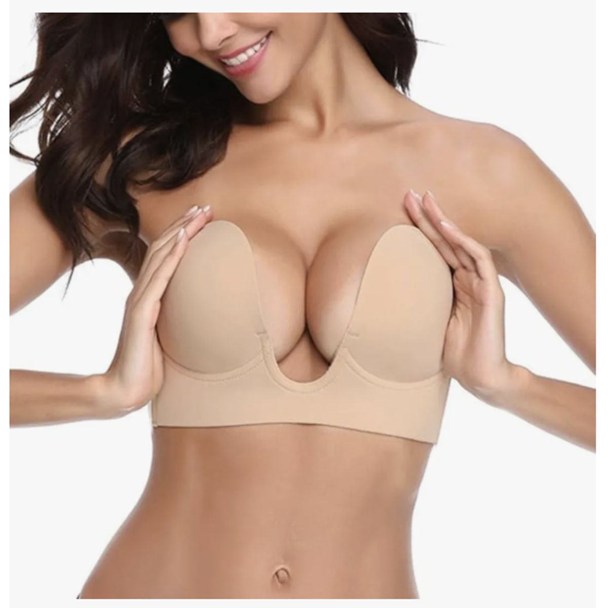 GENERICO - Sujetador Sin Tirante De Relleno Graduado Y Escote Frontal Copa AB