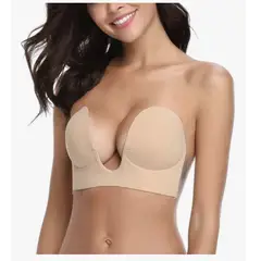 GENERICO - Sujetador Sin Tirante De Relleno Graduado Y Escote Frontal Copa CD
