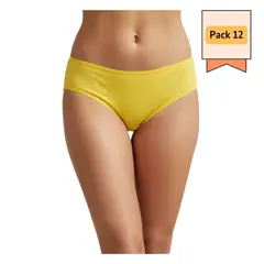 EKOL TACTICA MILITAR - Pack 12 Pantaletas Calzón Calzoncillo Amarillo Talla XL Mujer 95% Algodón y 5% Spandex