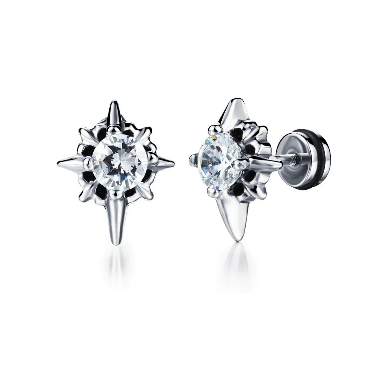 GENERICO - Aros Punk Estrella Circone Silver Hombre Mujer Earing 2022
