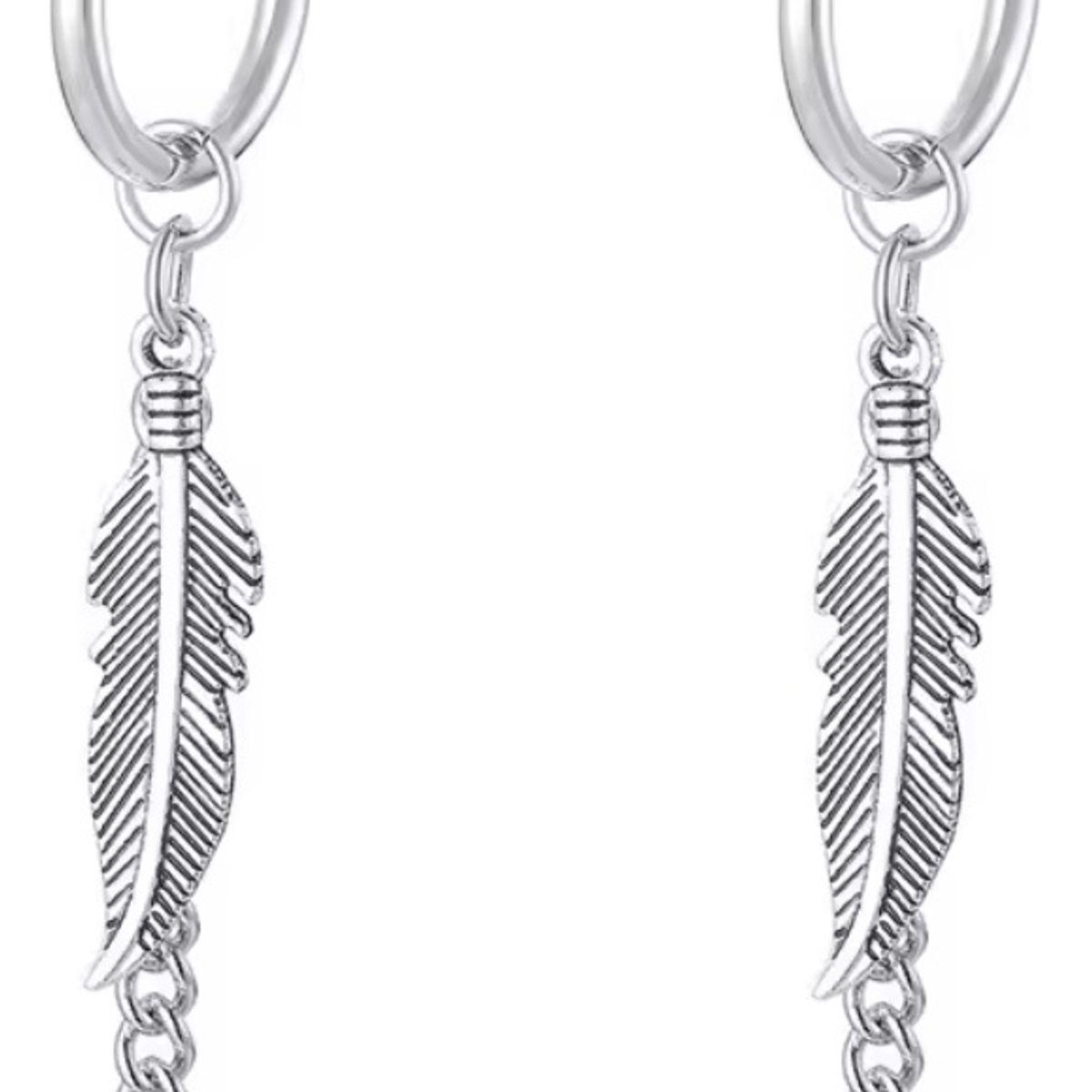 GENERICO - Aros Punk Plumas Silver Space A Presion Hombre Mujer