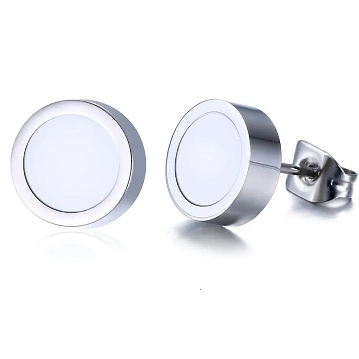 GENERICO - Aros Punk White Mate Circular Hombre Mujer Moda 2021