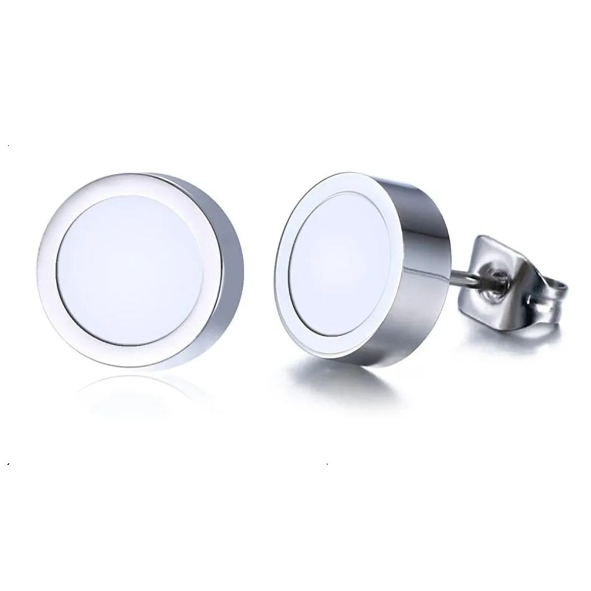 GENERICO - Aros Punk White Mate Circular Hombre Mujer Moda 2021