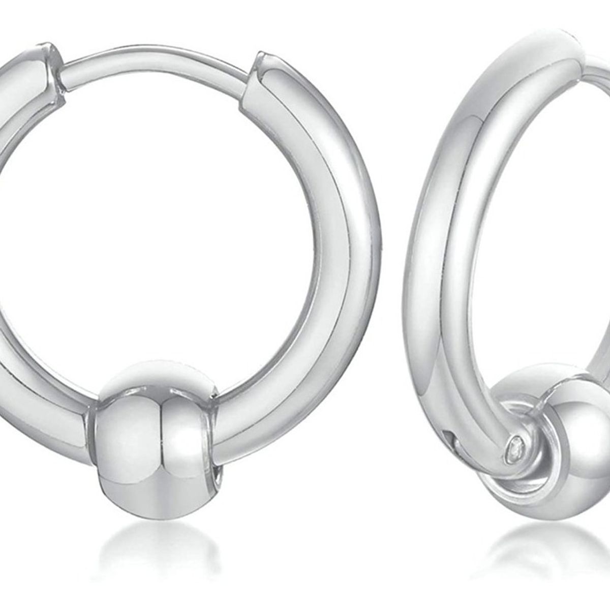 GENERICO - Aros Punk Hombre Mujer Silver Manba Earing Moda 2020