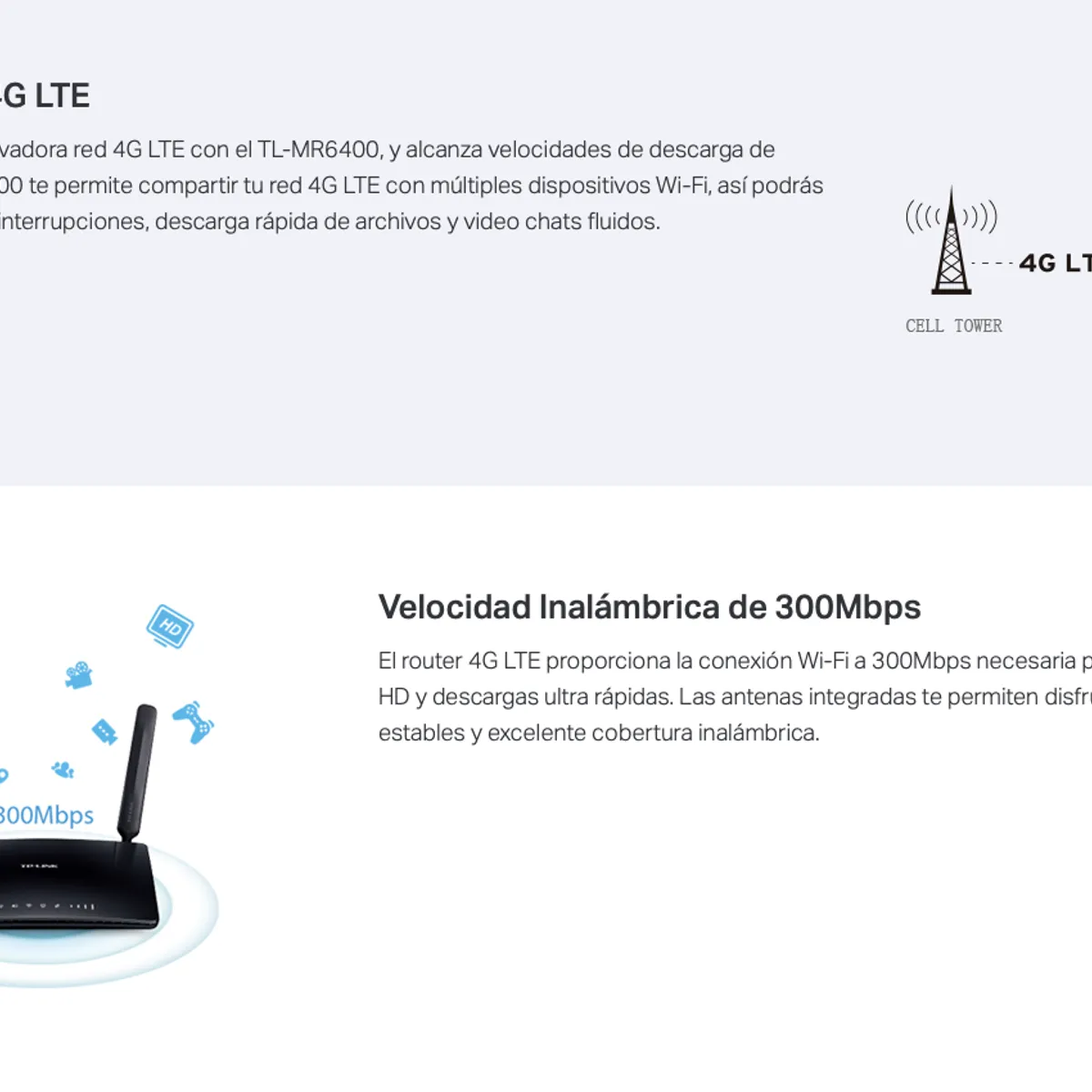 TP LINK - Router Bam inalambrico Tp-link TL-MR6400 4G LTE 150Mbps Chip Wi-Fi 5 300N