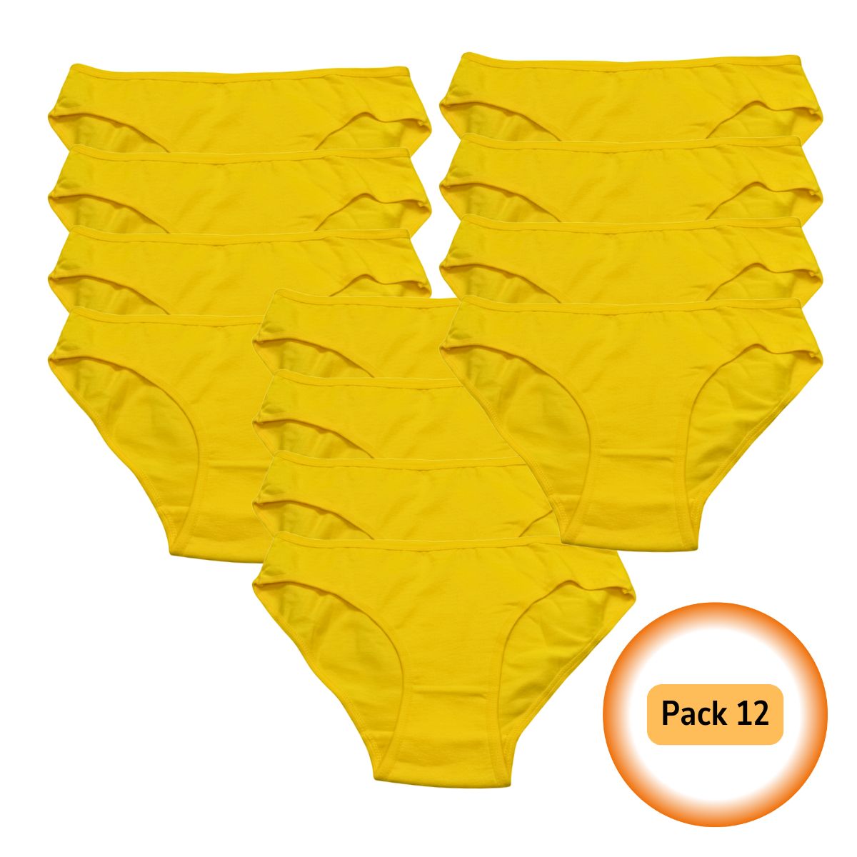 EKOL TACTICA MILITAR - Pack 12 Pantaletas Calzón Calzoncillo Amarillo Talla XL Mujer 95% Algodón y 5% Spandex