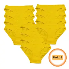 EKOL TACTICA MILITAR - Pack 12 Pantaletas Calzón Calzoncillo Amarillo Talla XL Mujer 95% Algodón y 5% Spandex