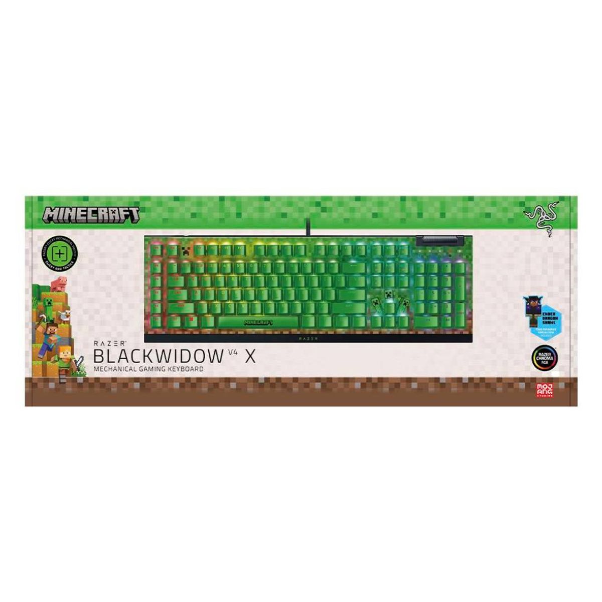 RAZER - Teclado Verde  Razer Blackwidow V4 X Green Sw Minecraft   Idioma inglés