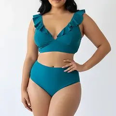 HIPSY SWIMWEAR - Bikini tiro alto vuelos midle waist Azul