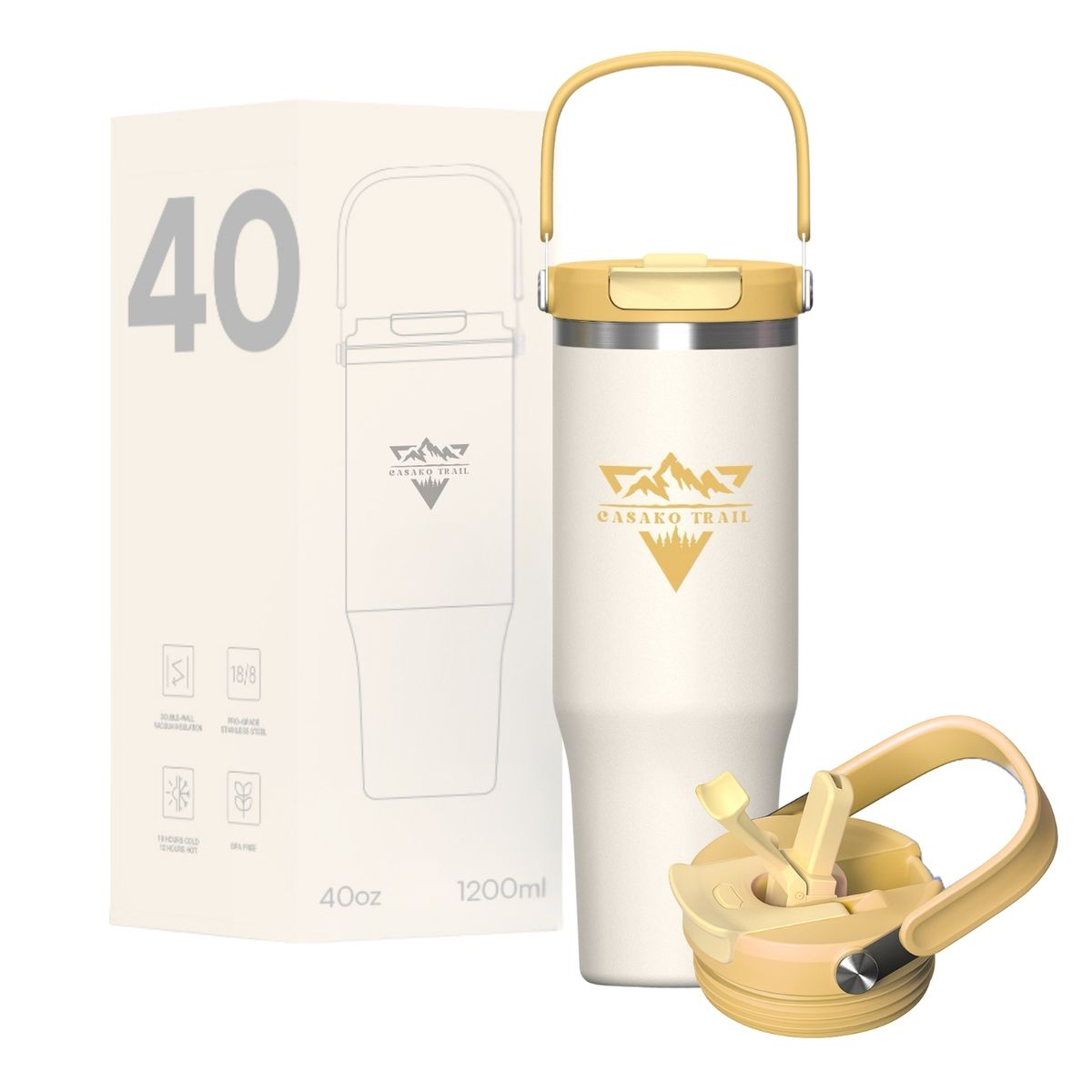 GENERICO - Tumbler térmico 1,2 L Flow KO-Lock a prueba de derrames Vainilla Ámbar