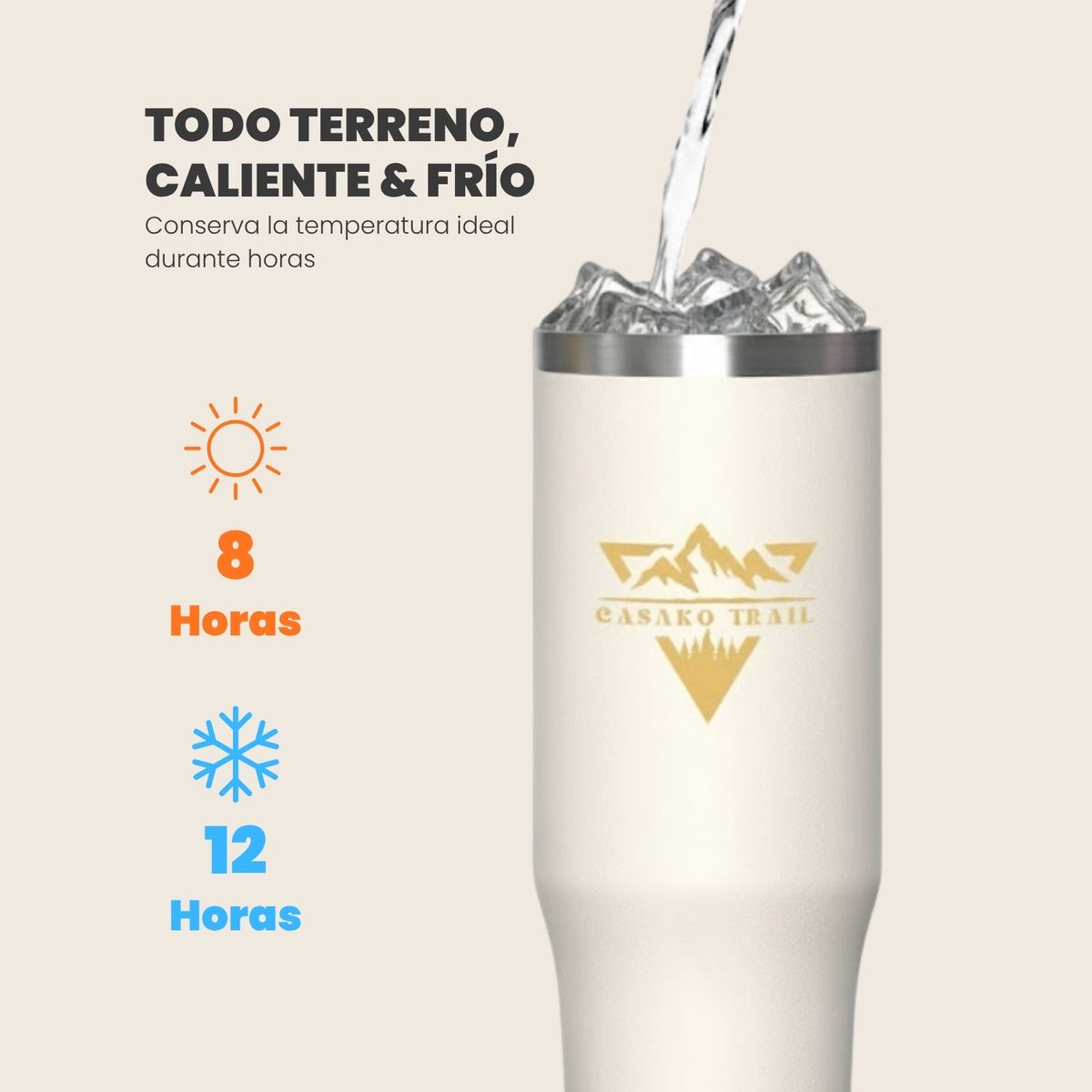 GENERICO - Tumbler térmico 1,2 L Flow KO-Lock a prueba de derrames Vainilla Ámbar