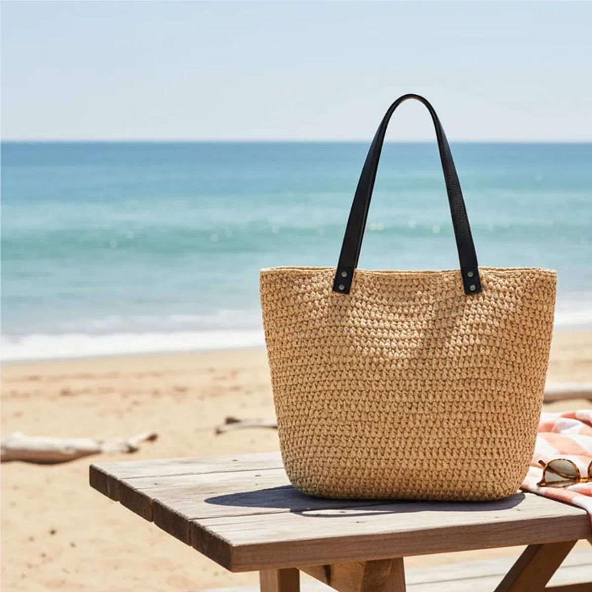 BRIC - Bolso de Rafia Beige 48x35 cm