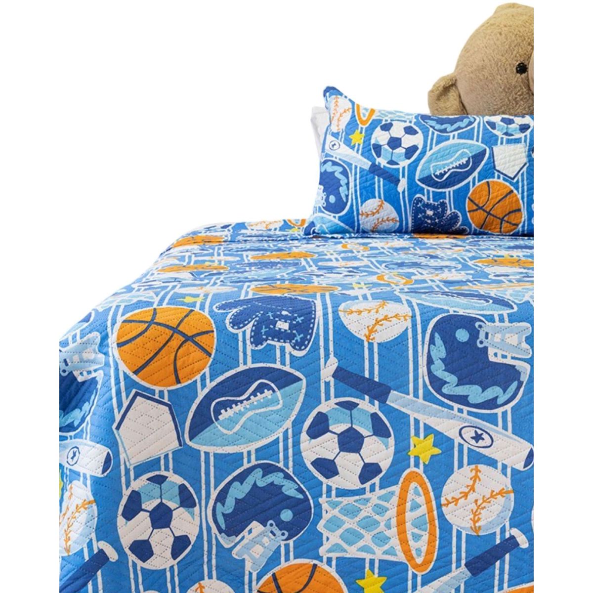 GENERICO - Cubrecama Quilt primavera verano azul pelotas