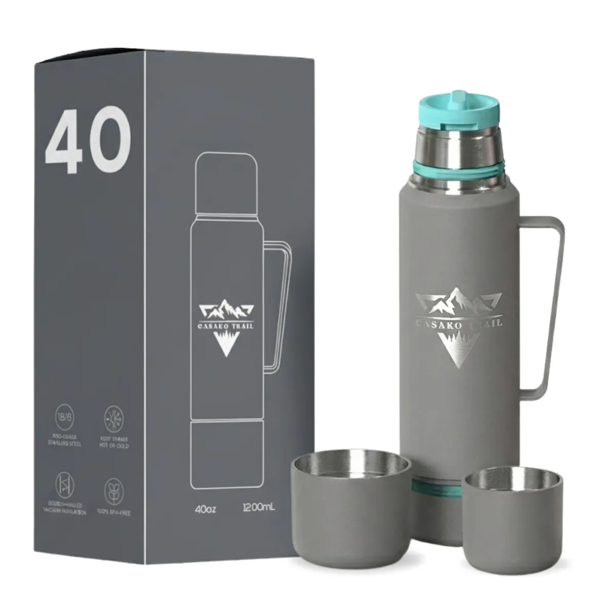GENERICO - Termo térmico 1,2 L con asa acero inoxidable Gris Granito