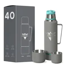 GENERICO - Termo térmico 1,2 L con asa acero inoxidable Gris Granito
