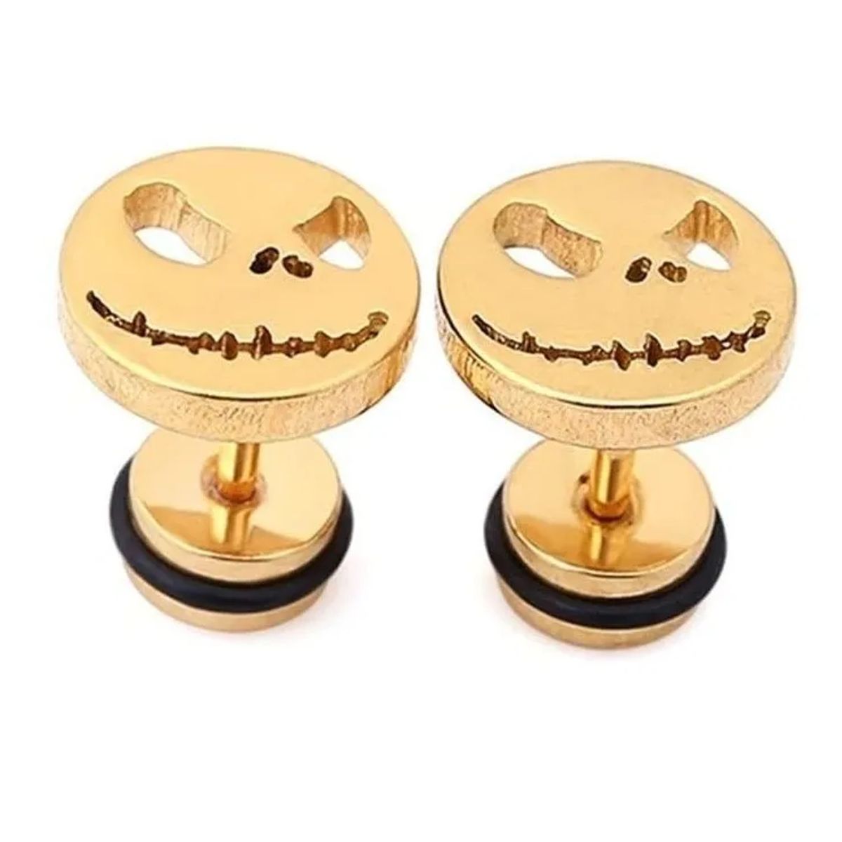 GENERICO - Aros Punk Hombre Mujer Calavera Halloween Gold Earing