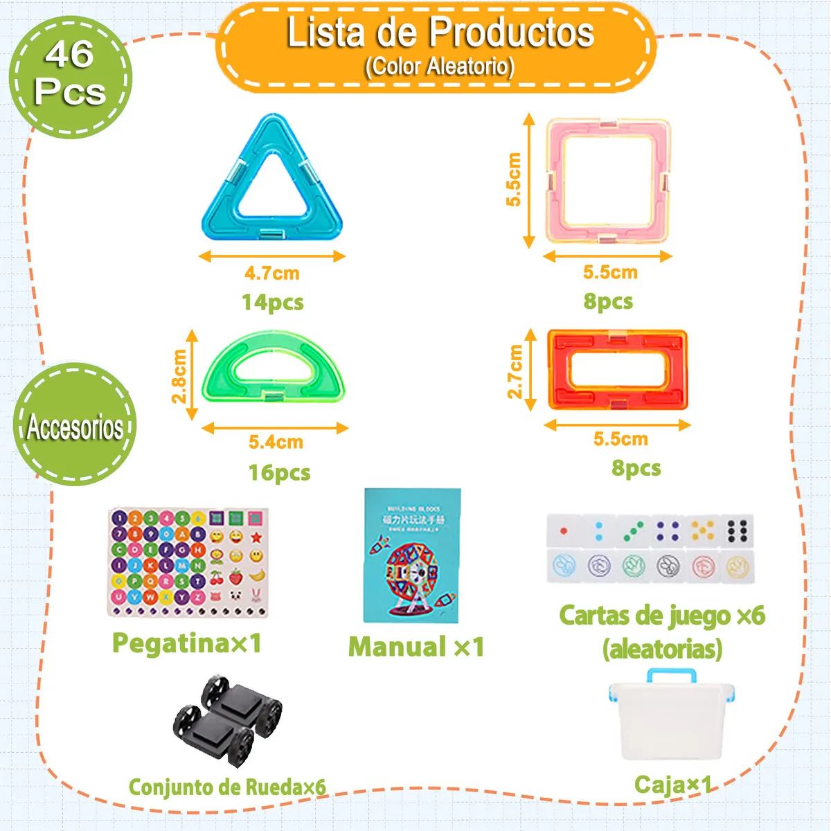 GENERICO - 46 Piezas Juego De Bloques Magnéticos Regalo Para Niños