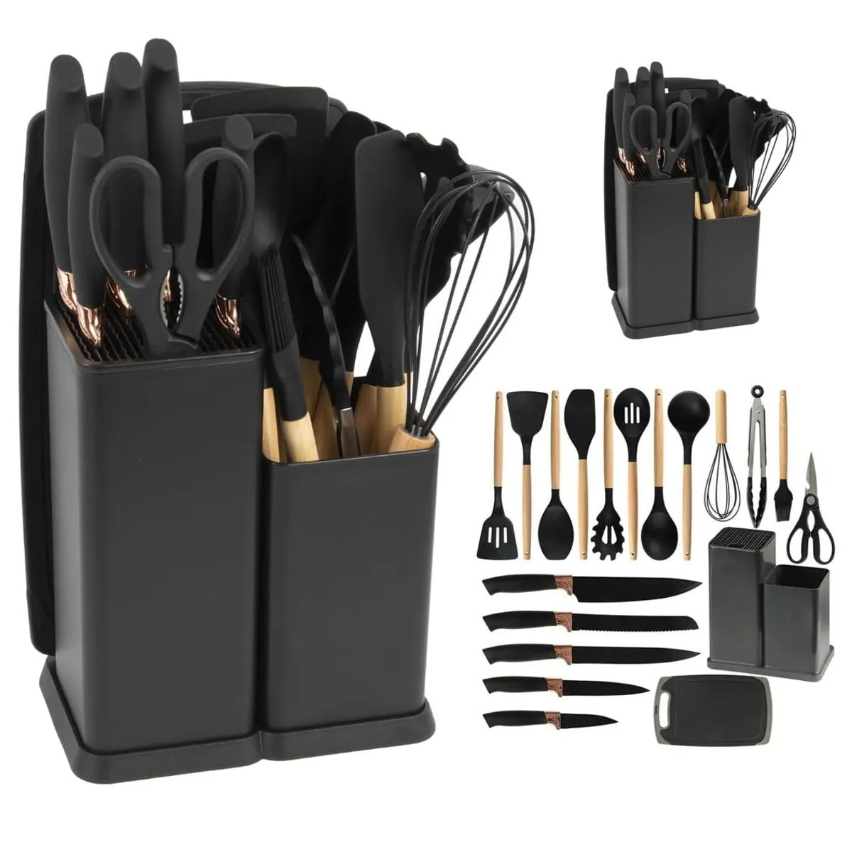 GENERICO - Set De Utensilios Juego De Cocina Silicona Antiadherentes