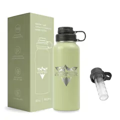 GENERICO - Botella térmica 1 L (950 ml) acero inoxidable Verde Salvia con infusor