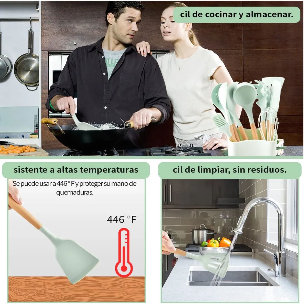 GENERICO - Juego De Utensilios De Cocina De Silicona 12 Piezas