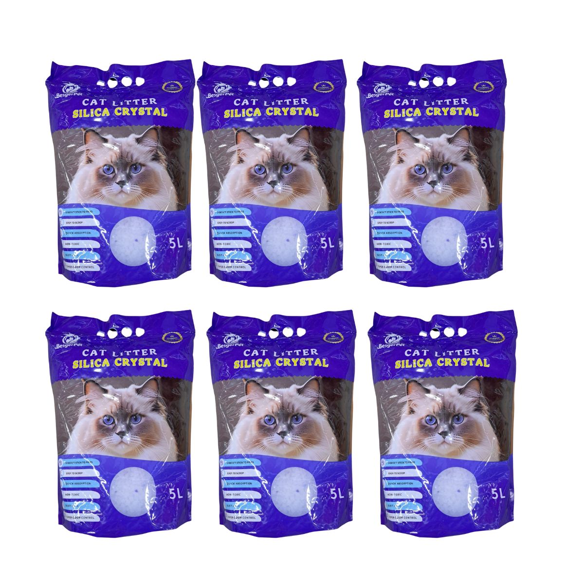 GENERICO - Pack Arena Silica Crystal Premium 12kg 6 Bolsas