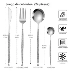 GENERICO - Juego De Cubiertos De 24 Piezas Cuchillo, Tenedor Y Cuchara