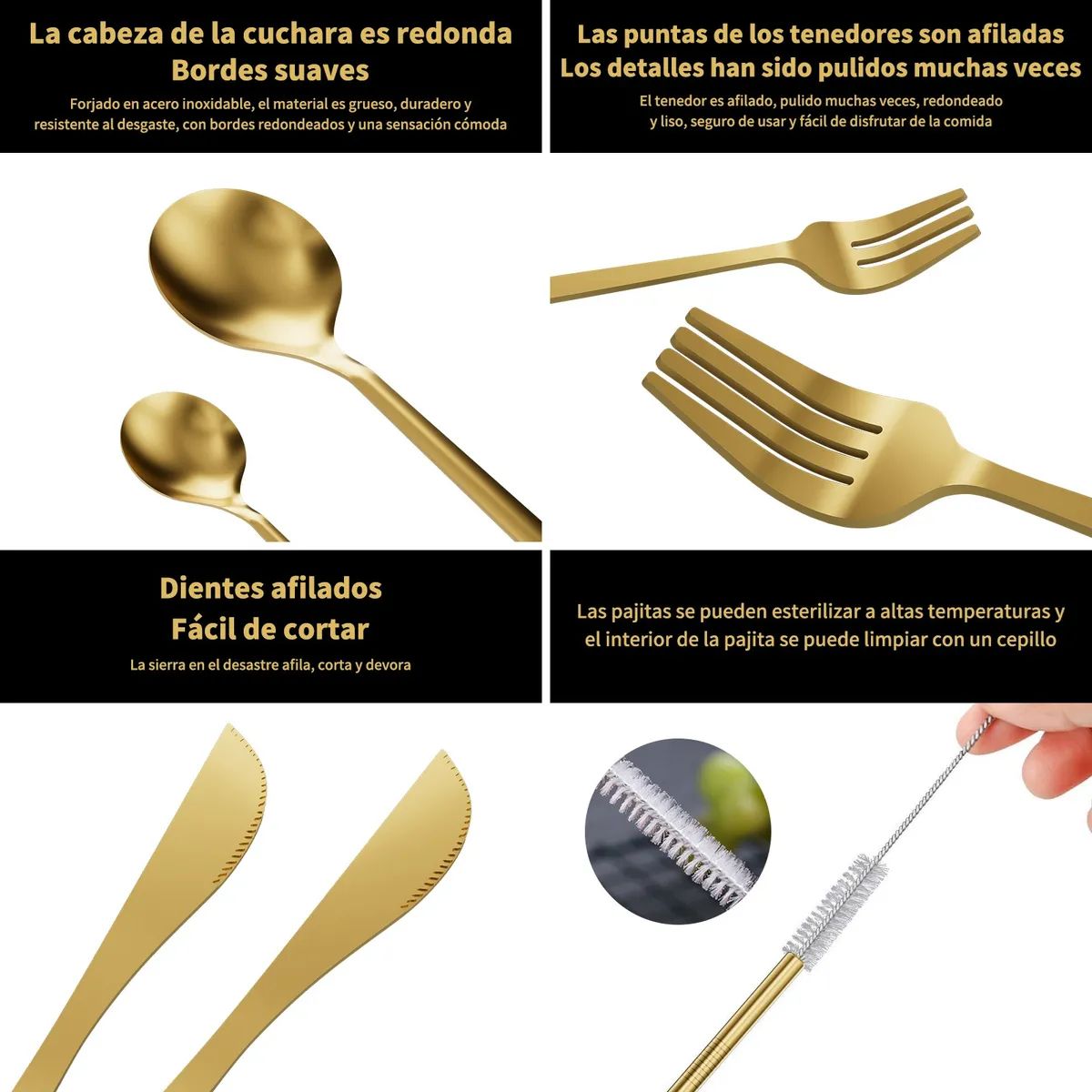 GENERICO - Juego De Cubiertos De Acero Inoxidable De 36 Piezas +cepillo