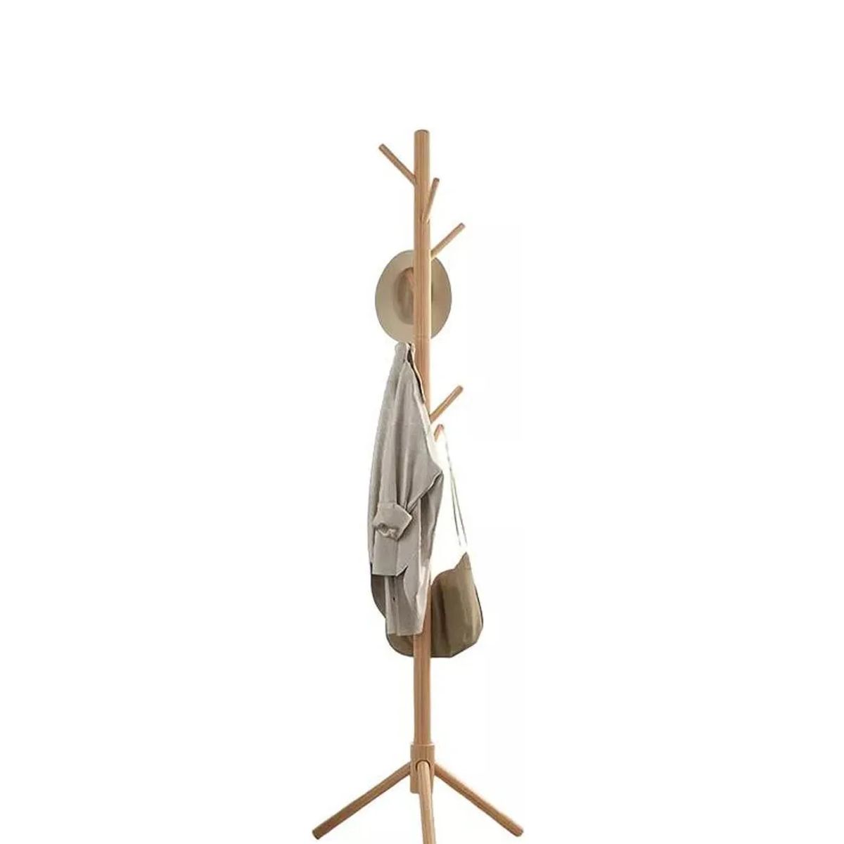 GENERICO - Perchero Colgador De Pie De Madera 170x42 Cm Armable Beige