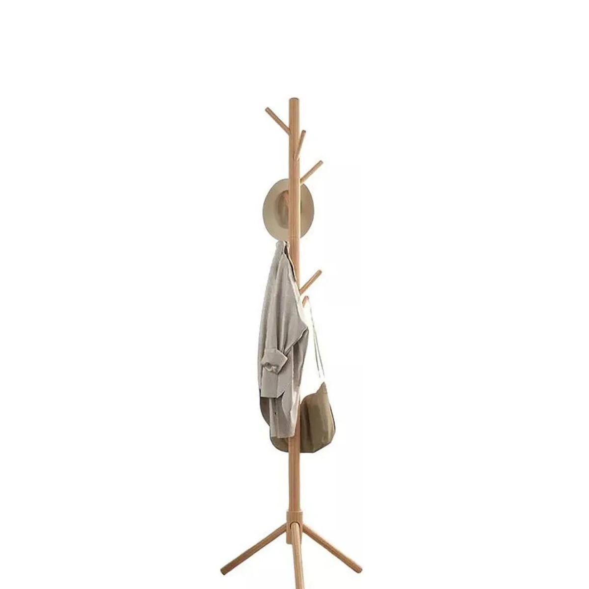GENERICO - Perchero Colgador De Pie De Madera 170x42 Cm Armable Beige