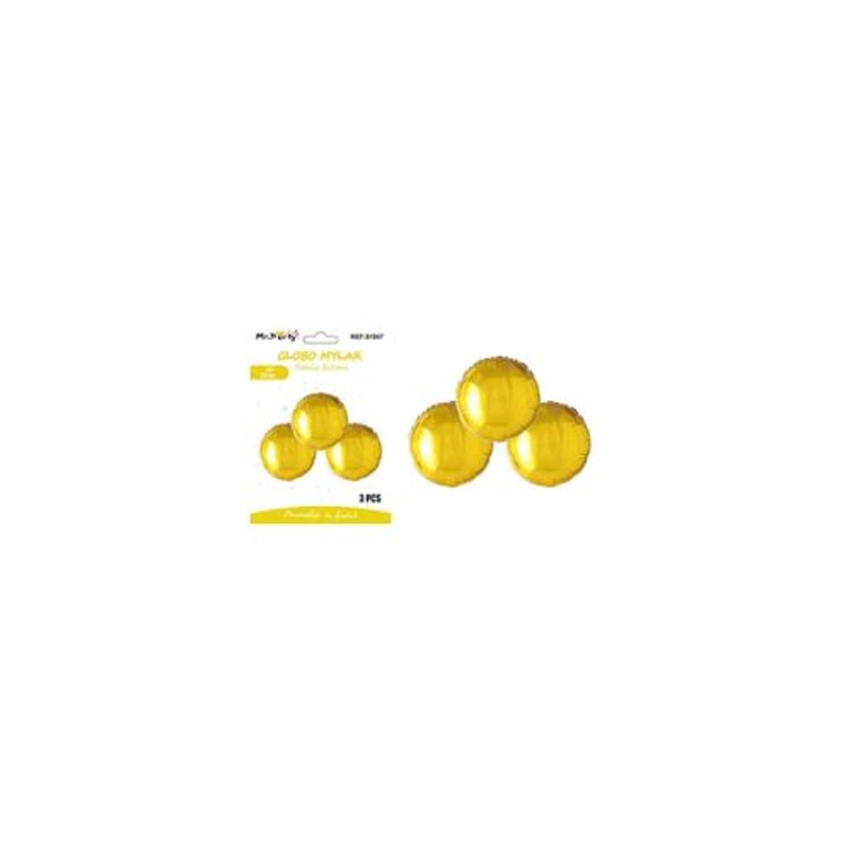 GENERICO - Globo metálico redondo dorado 25cm 3pcs