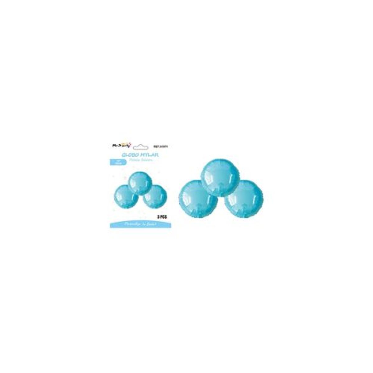 GENERICO - Globo metálico redondo rosado claro 25cm 3pcs