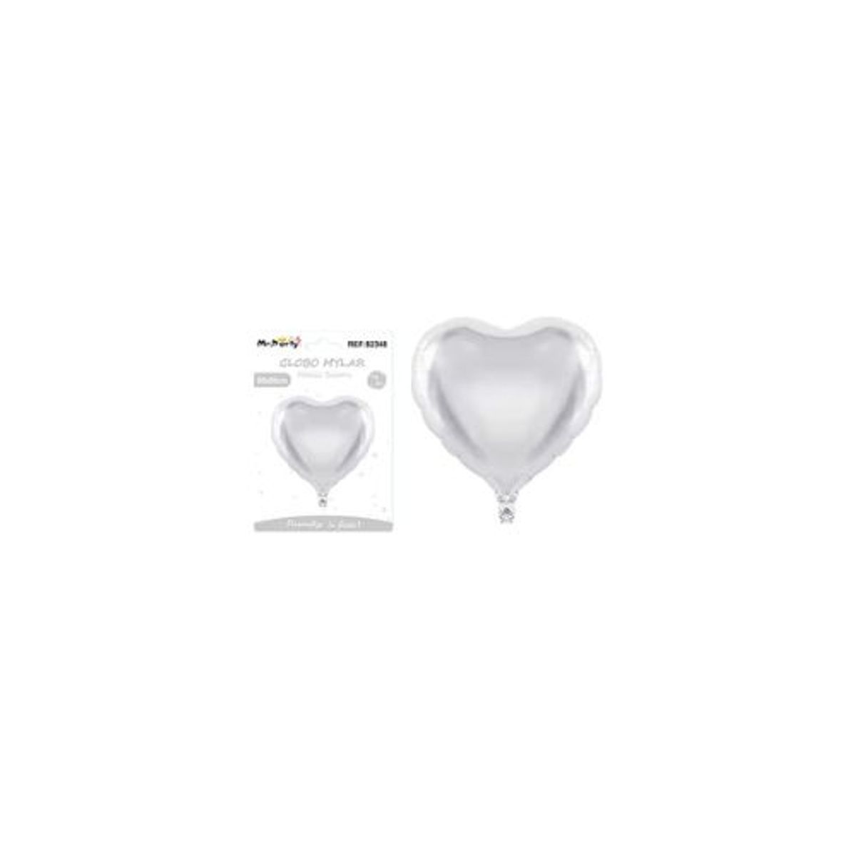 GENERICO - Globo metálico mate corazón plateado 60cm