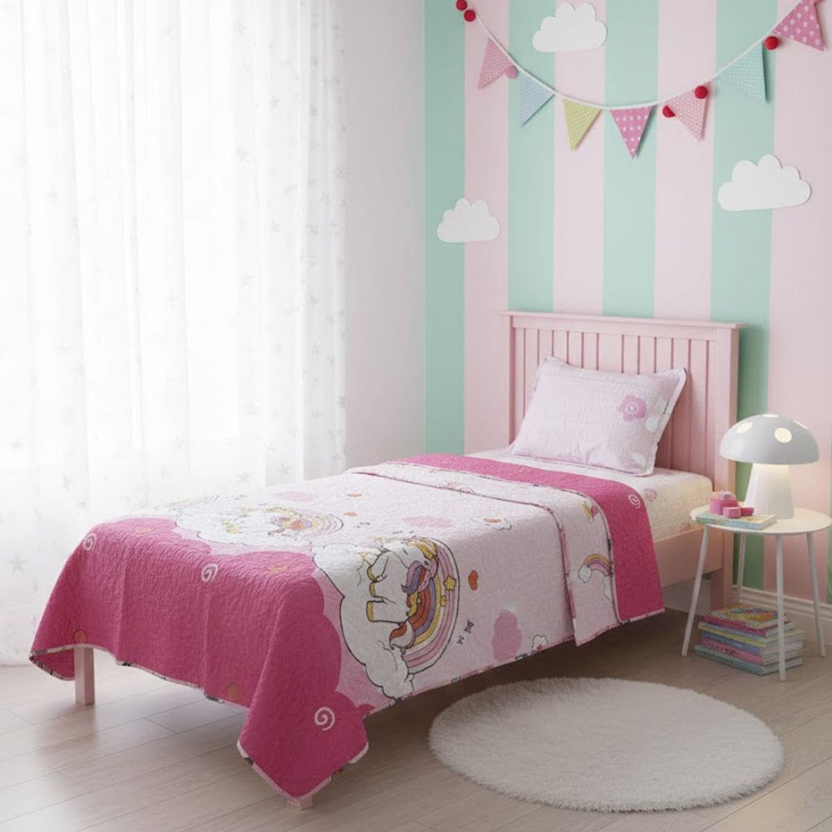 GENERICO - CUBRECAMA DE VERANO INFANTIL 1.5 PLAZAS DELGADO QUILT LZ