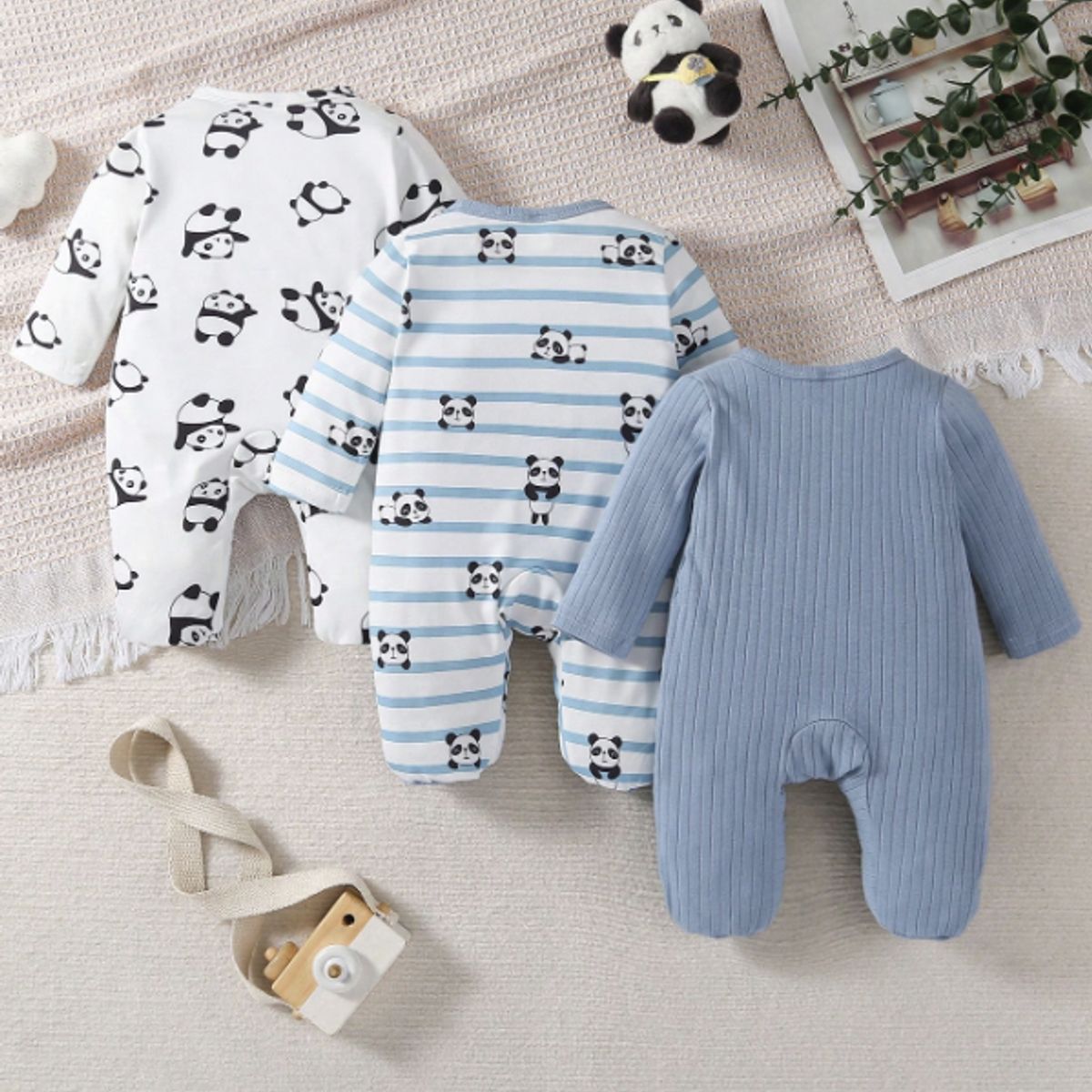 BABY - Pack 3 Pijamas Ositos ultrasuave RN (0-1 Meses)