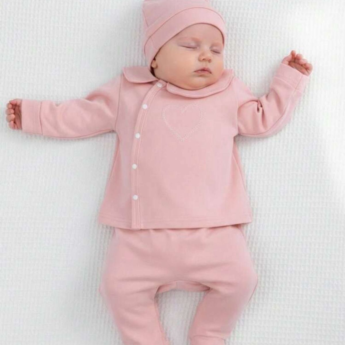 BABY - Conjunto Amor Bordado Algodón RN 0-1 Meses