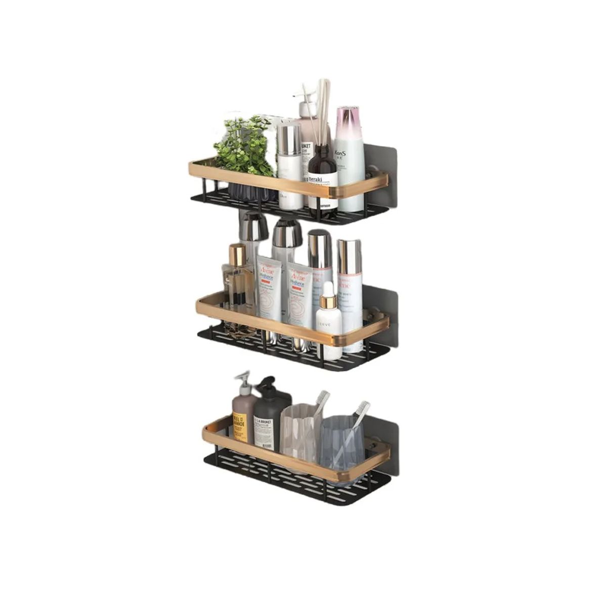GENERICO - Triple Organizador De Ducha Jabonera Estante Adhesivo Baño