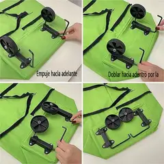 GENERAL - Bolsa de Compras Plegable con Ruedas y Mochila - Carrito Portátil para Hogar Ligero y Resistente
