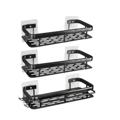 GENERICO - Set X3 Organizador Ducha Repisa Baño Adhesivo Negro