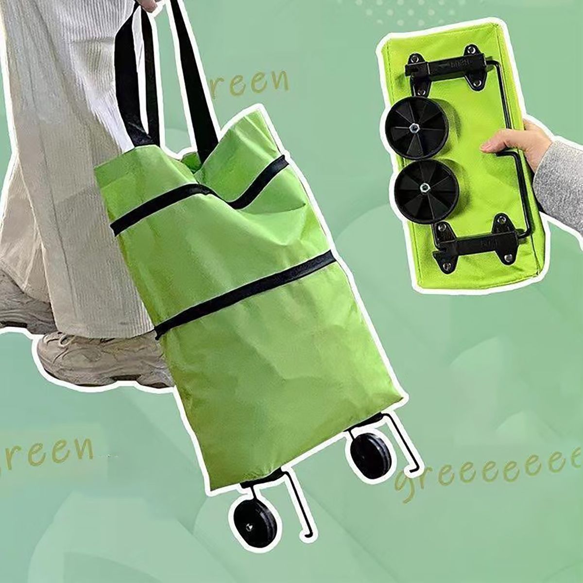 GENERAL - Bolsa de Compras Plegable con Ruedas y Mochila - Carrito Portátil para Hogar Ligero y Resistente
