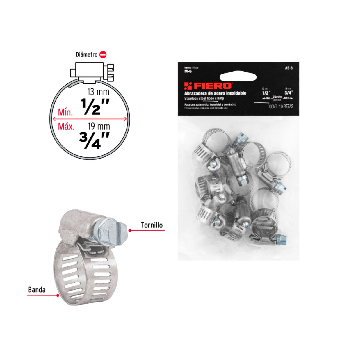 Abrazadera Mini Reforzada ½ - ¾ 10 Und, marca GENERICO - Foto 2