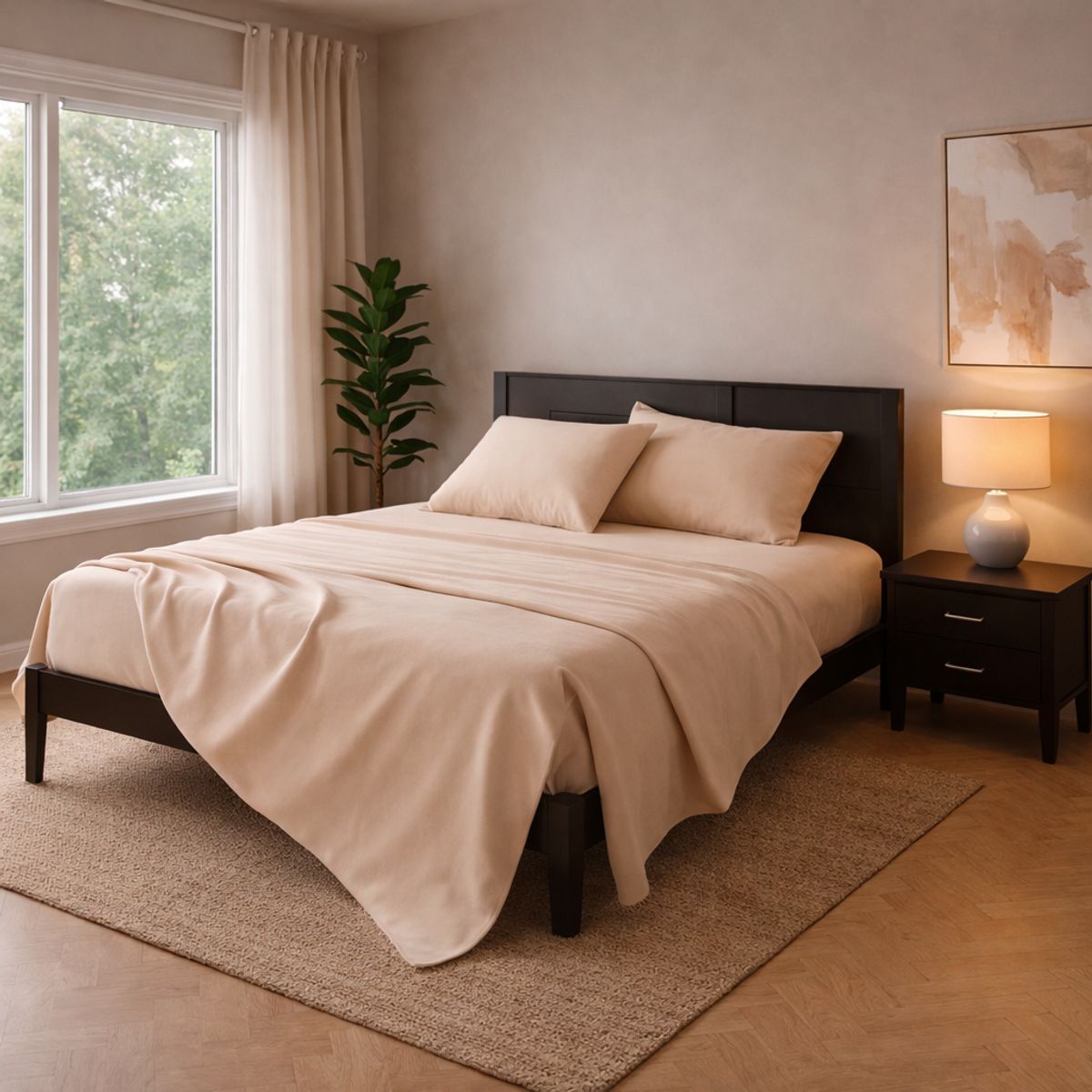 ARMONIA - Sábanas Algodón 800 Hilos Super King Color Beige