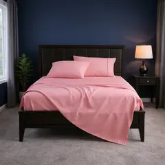 ARMONIA - Set de Sábanas Super King Rosa Liso 800 Hilos