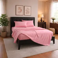 ARMONIA - Juego de Sábanas Rosa Liso 800 Hilos Super King