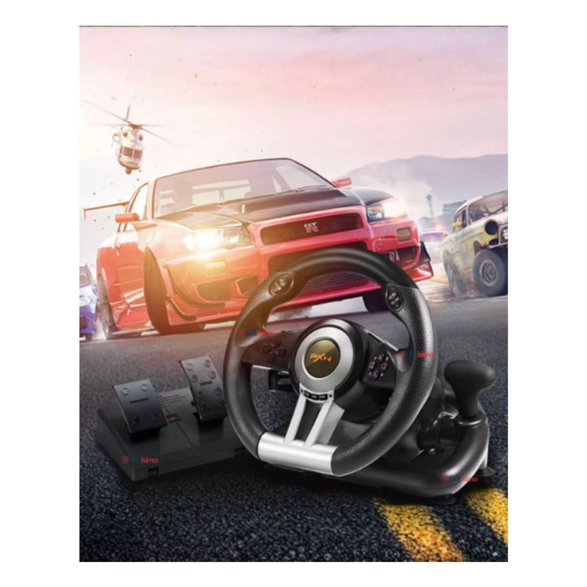 GENERICO - Volante Simulador Con Pedales Pxn V3 Pro Pc Ps Xbox
