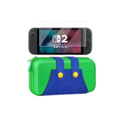 GENERICO - Estuche Compatible N Switch 2 Verde-Azul + Mica