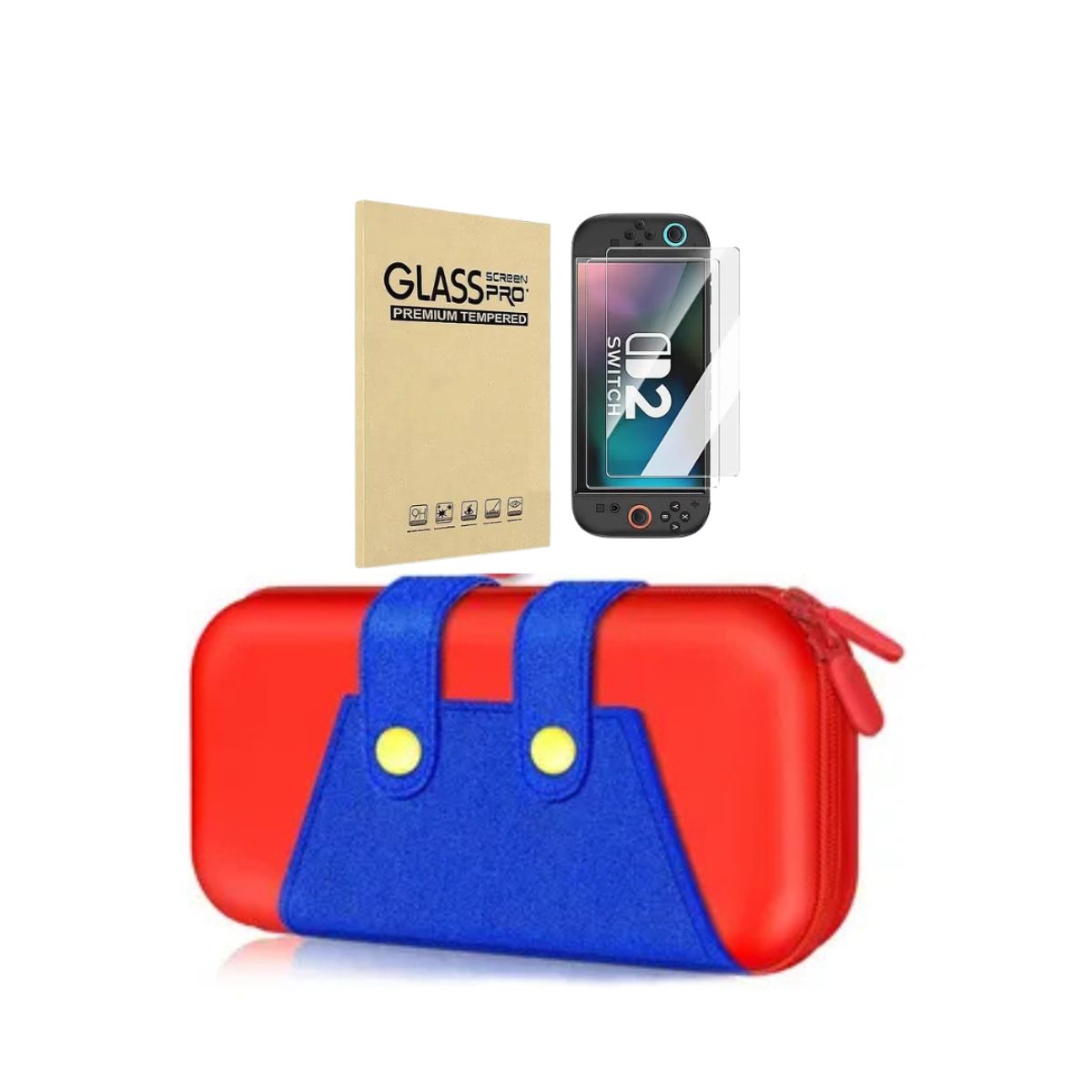 GENERICO - Estuche Compatible N Switch 2 Rojo-Azul + Mica