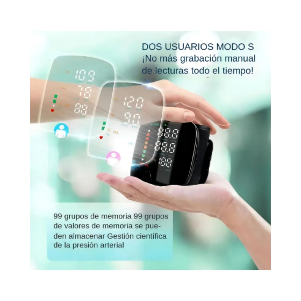 GENERICO - Tensiómetro Digital De Muñeca Recargable Pantalla LCD
