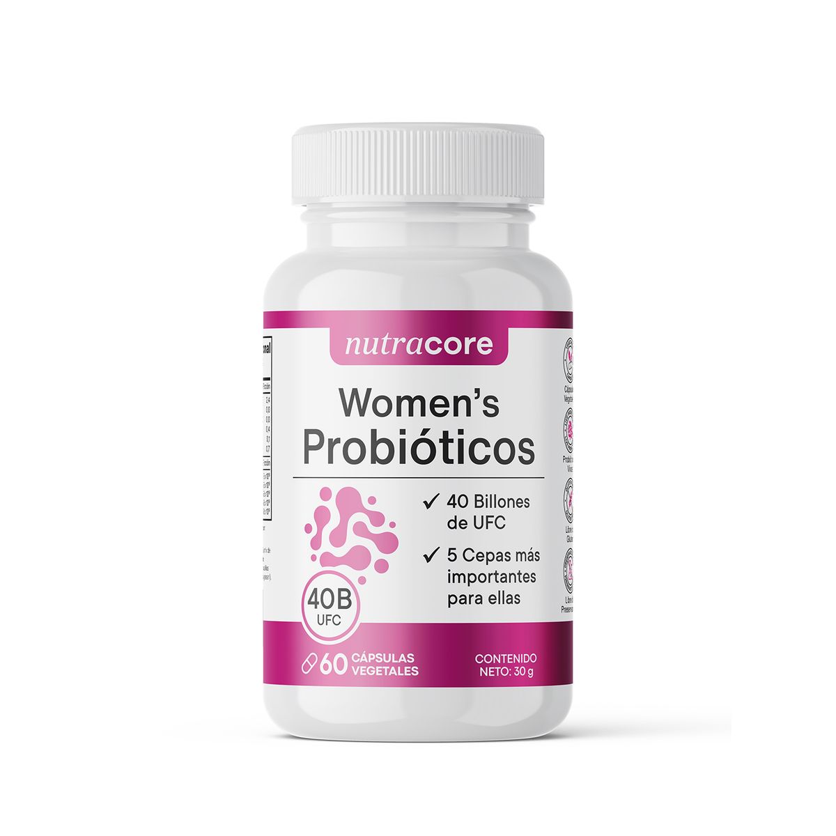 NUTRACORE - Probiótico Mujer 40 Billones - 60 Cápsulas Vegetales - Nutracore